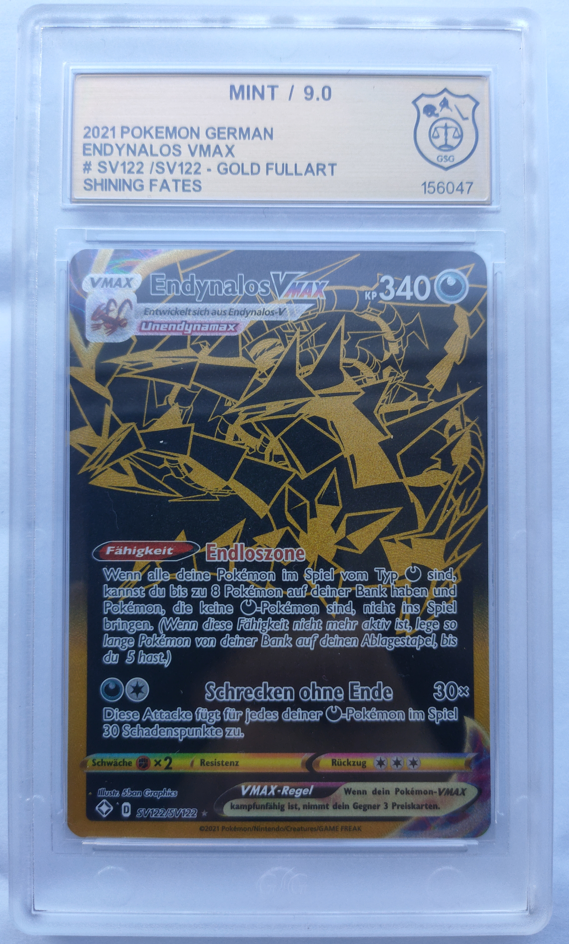 Pokemon TCG: Endynalos VMAX SV122 / SV122 - Gold Fullart Shining Fates GSG MINT 9.0 DE Pokemon TCG: Endynalos VMAX SV122 / SV122 - Gold Fullart Shining Fates GSG MINT 9.0 DE